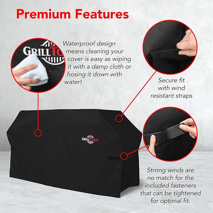GrillTough Heavy Duty Griddle Cover for Outdoor Griddle, Fits 28 Inch Griddle – Waterproof, Weather Resistant, UV & Fade Resistant with Adjustable Straps – Flat Grill Cover, Black