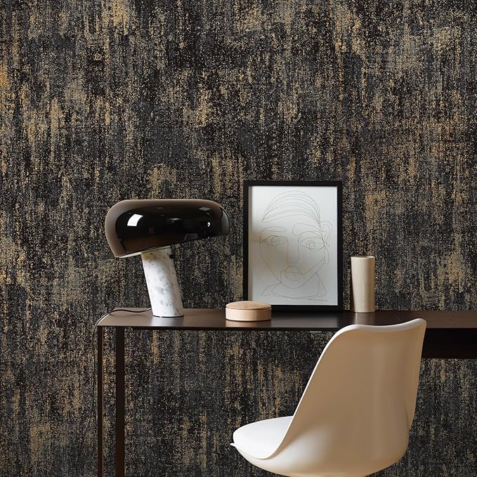 JiffDiff Vintage Metallic Peel and Stick Wallpaper Industrial Metallic Concrete