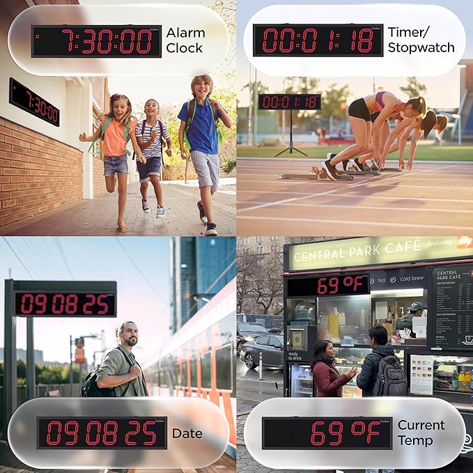 Ivation Oversized 36" Outdoor Waterproof Digital Clock, Auto Time Sync