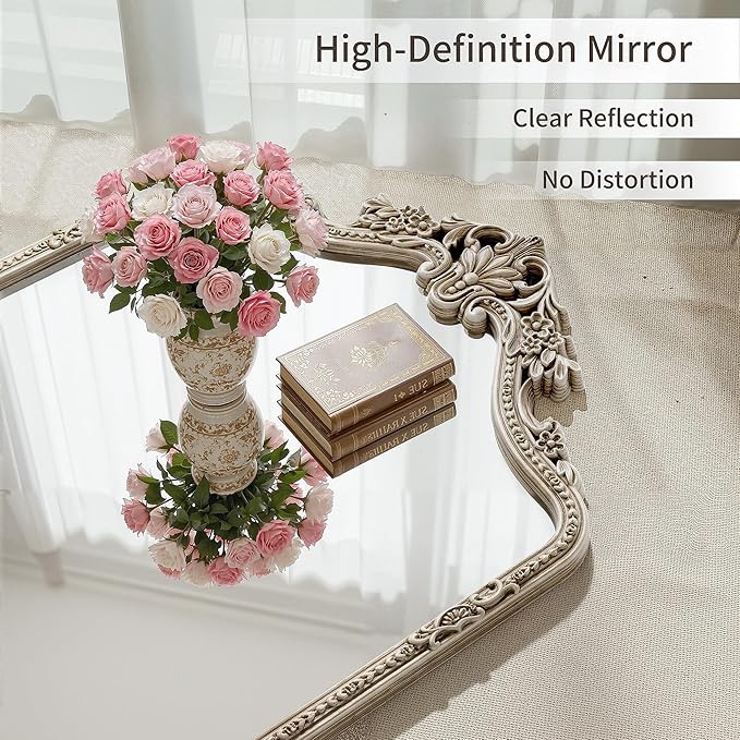 Wall Mount Arched Full Length Mirror, Baroque Antique Vintage Long Mirrors