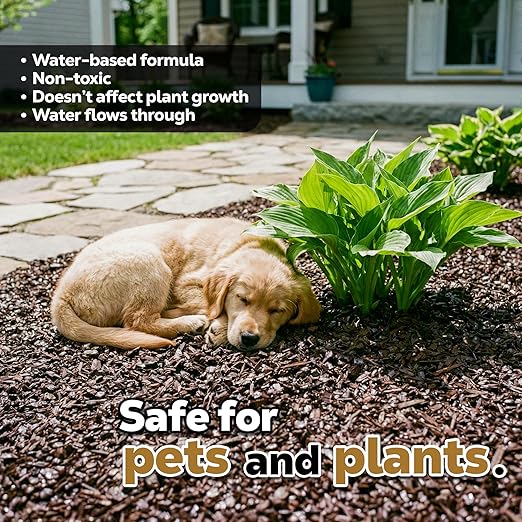 DOMINATOR Mulch Anchor 2.5 Gallons - Mulch Glue and Pea Gravel Stabilizer, Ready to Use Spray, Lasts up to 2 Years, Fast-Dry, Non-Toxic, Strong Mulch Glue for Landscapes