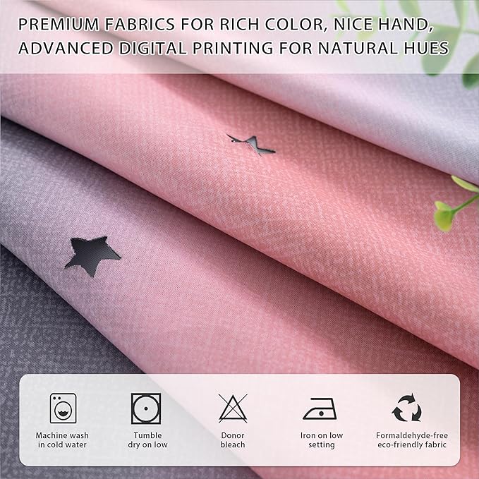 XiDi Pink and Grey Star Blackout Curtains