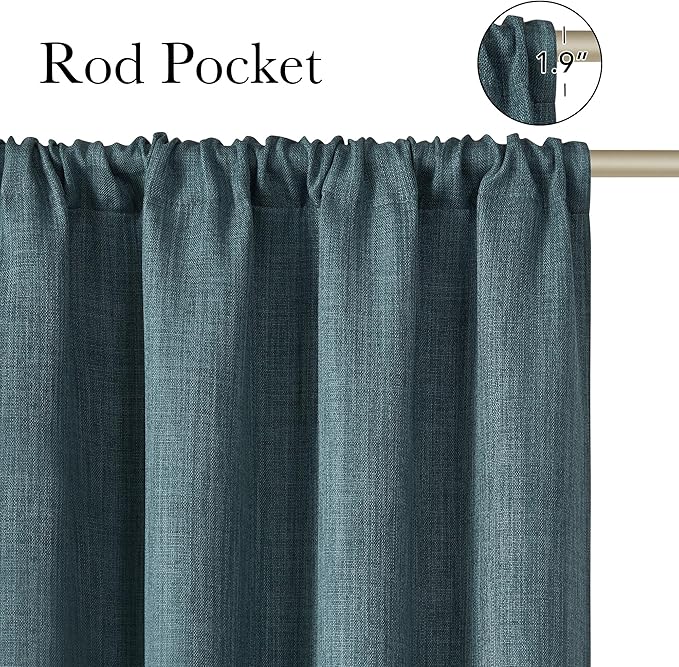 NICETOWN Greyish Blue Room Darkening Rod Pocket Curtains 63 inch Length