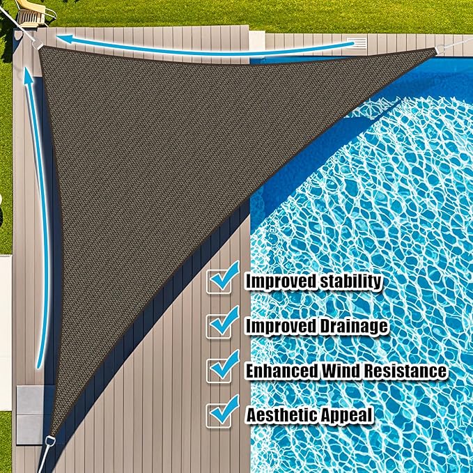 Amagenix Sun Shade Sail 17X17X17 Curved Edge Outdoor Shade Canopy Mocha Breathable 95% UV Block Shade Cloth for Patio Garden Backyard (We Make Custom Size)