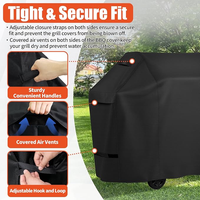iCOVER Grill Cover 82 inch, BBQ Grill Cover for Outdoor Grill, 600D Heavy Duty Waterproof BBQ Cover, Anti-UV Barbecue Cover, Large Barbecue Gas Grill Cover for Weber, Char-Broil, Nexgrill, etc