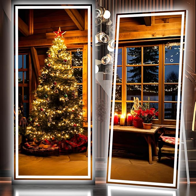 Hasipu Full Length Mirror with Lights, Full Body Dressing Hanging Mounted Mirror