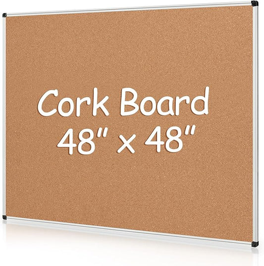 Extra Large Cork Bulletin Board 48" X 48", Wall Mounted Notice Pin Board