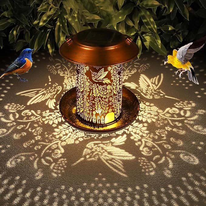 Bird Feeders for Outdoors Hummingbird Garden Decor Mothers Day Birthdays Gifts for Women Mom Grandma Solar Lanterns Outdoor Waterproof Metal Solar Decoration OutsideLED Lanterns for Yard, Patio Deals