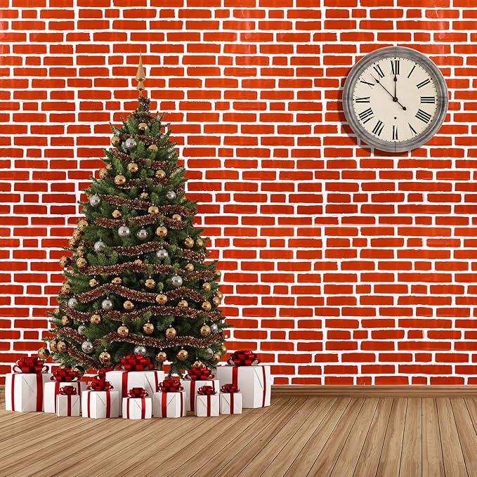 Chuangdi 2pcs 4.5 x 9 Feet Brick Wallpaper Peel and Stick Backdrop Tablecloth