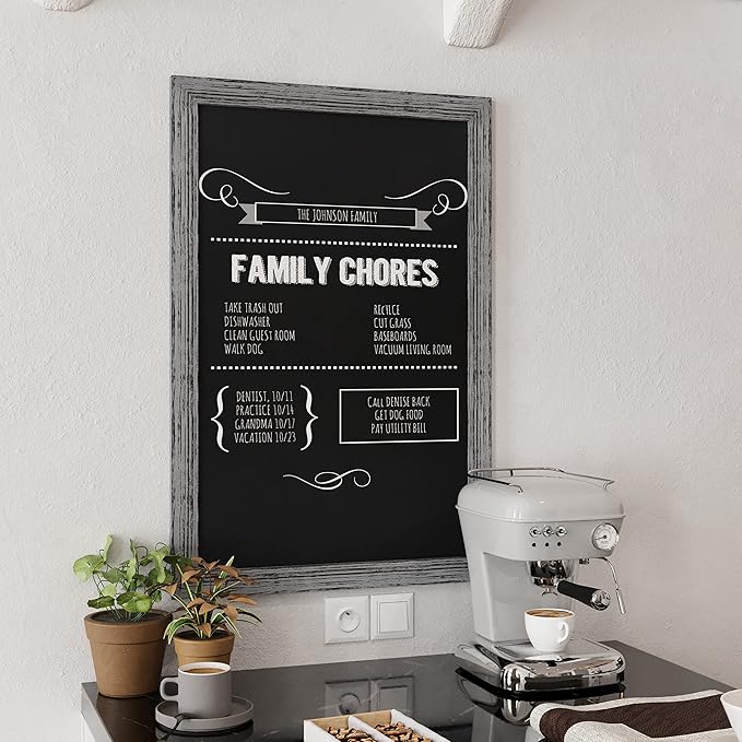 HBCY Creations Rustic Grey Wooden Magnetic Wall Chalkboard, Extra Large Size
