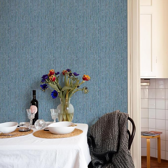 JiffDiff Woven Wallpaper Peel and Stick 17.3" x 120" Colorful Paint Grasscloth