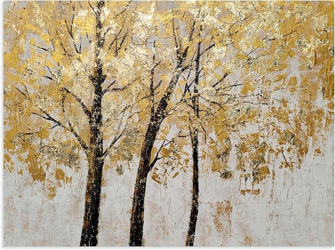 Yihui Arts Tree Painting with Gold Foil