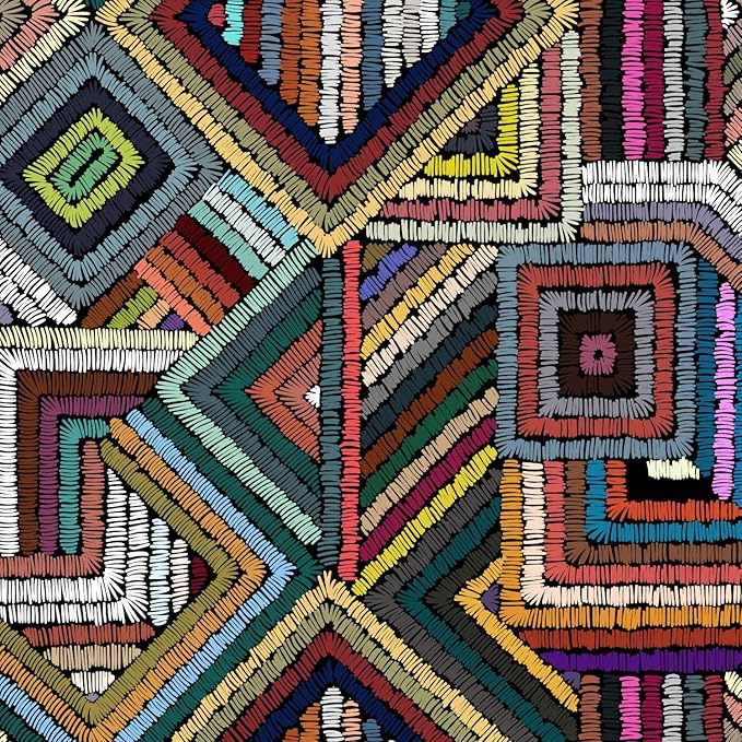 Retro Textured Peel and Stick Wallpaper Geometric Patchwork color Mosaic