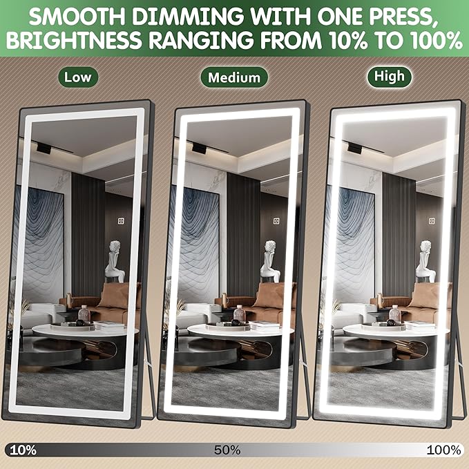 FENNIO Full Length Mirror with Lights, Wall Mounted Hanging Mirror with Lights