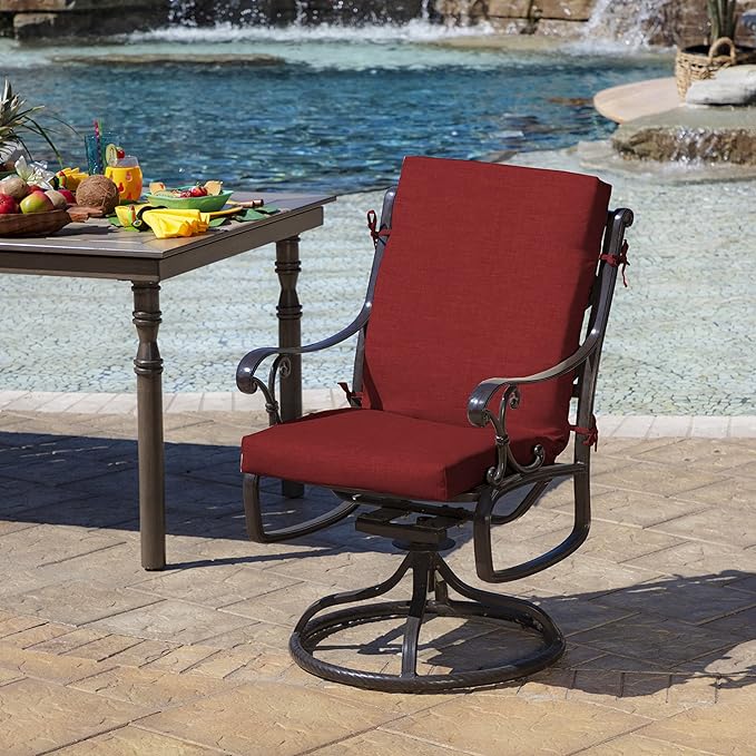 Arden Foam Outdoor Dining Chair Cushion, 20 x 44, Premium High-Density Foam, Never Flattens, Weather-Proof for Outdoor Chairs, Ruby Red Leala