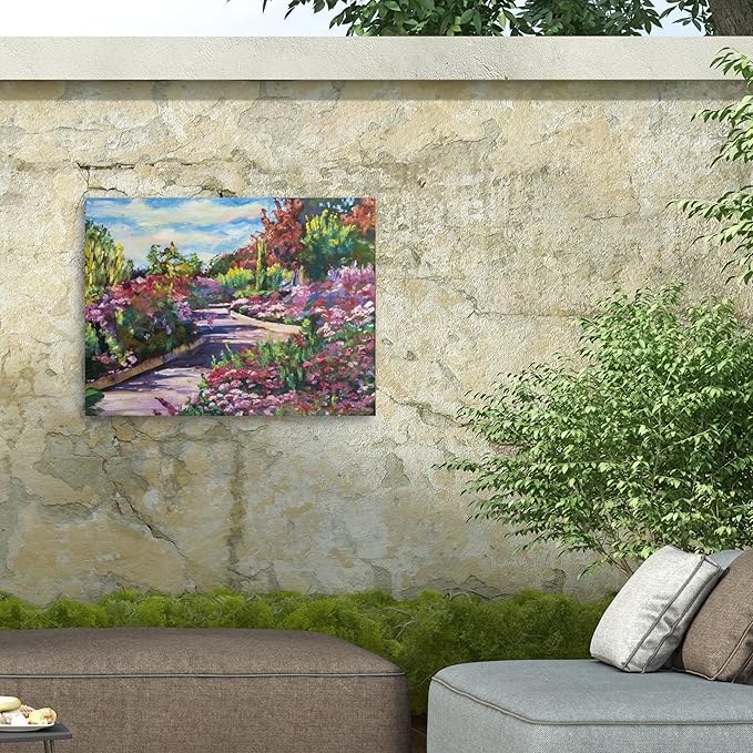 Trademark Fine Art Outdoor Canvas Art - David Lloyd Glover ' WINDING PATH AT ENGLISH GARDEN' Wall Art for Outdoor Spaces, Patios, or Gardens