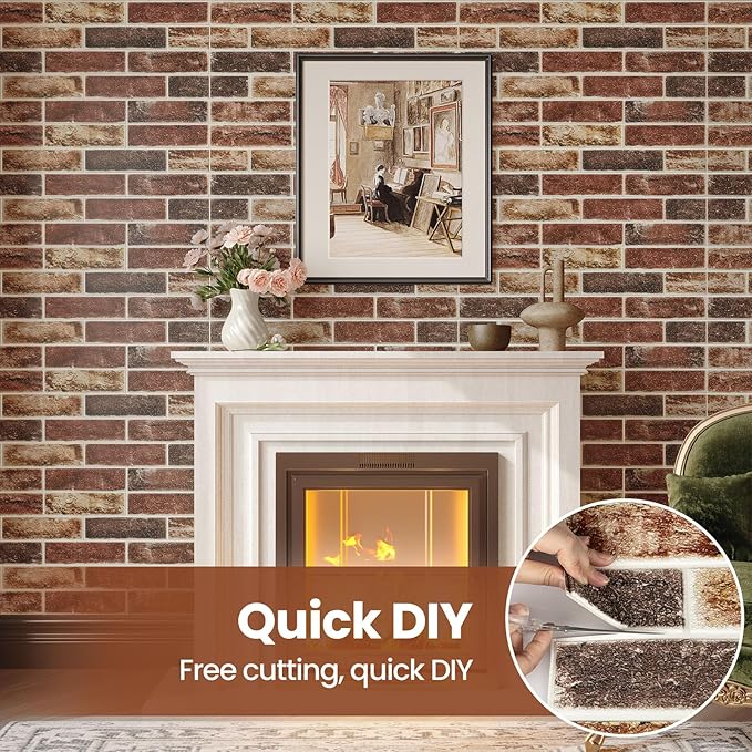 3D Wall Panels Brick Peel and Stick 26.7"x13.4"-10 PCS