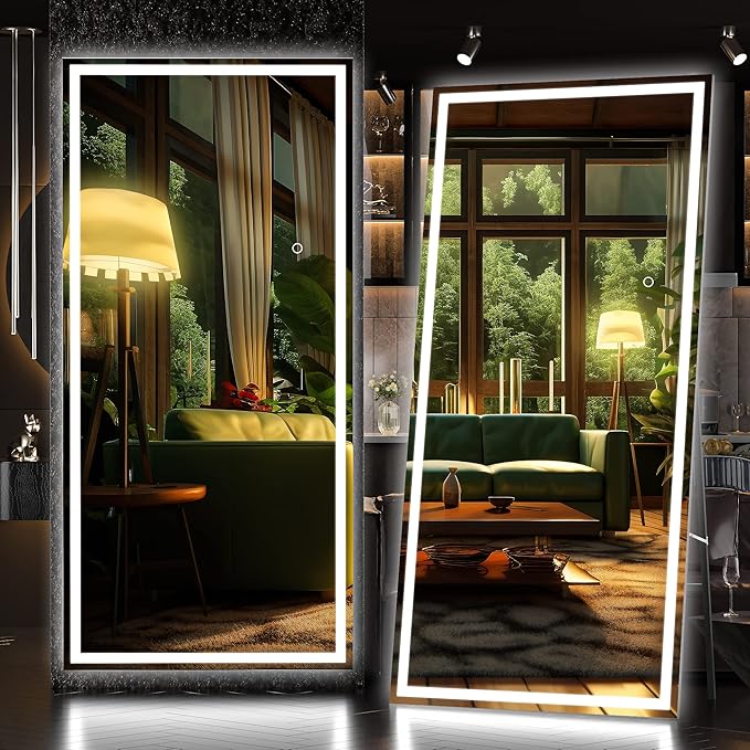 Hasipu Full Length Mirror with Lights, Full Body Dressing Hanging Mounted Mirror