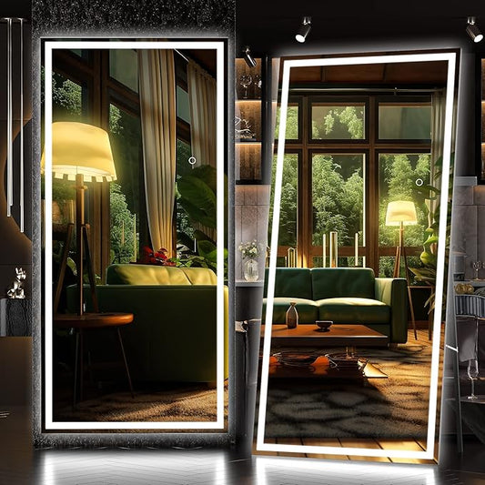 Hasipu Full Length Mirror with Lights, Full Body Dressing Hanging Mounted Mirror