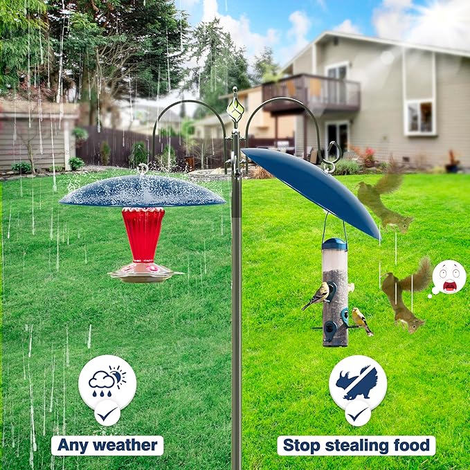 13" Bird Feeder Rain Cover,Bird House Dome,Hummingbird Feeder Guard, Proof for Shepherd's Hook Outdoors,Smart Birds Feeder's Umbrella(Blue), 4Pack