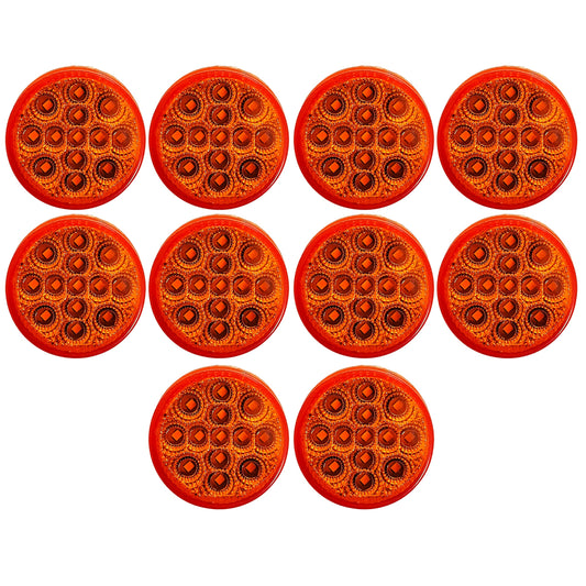 All Star Truck Parts Amber LED Clearance Marker Lights Kit, 10x 2.5in Round, 13 Diodes, Waterproof, Model ASA2513A10-N