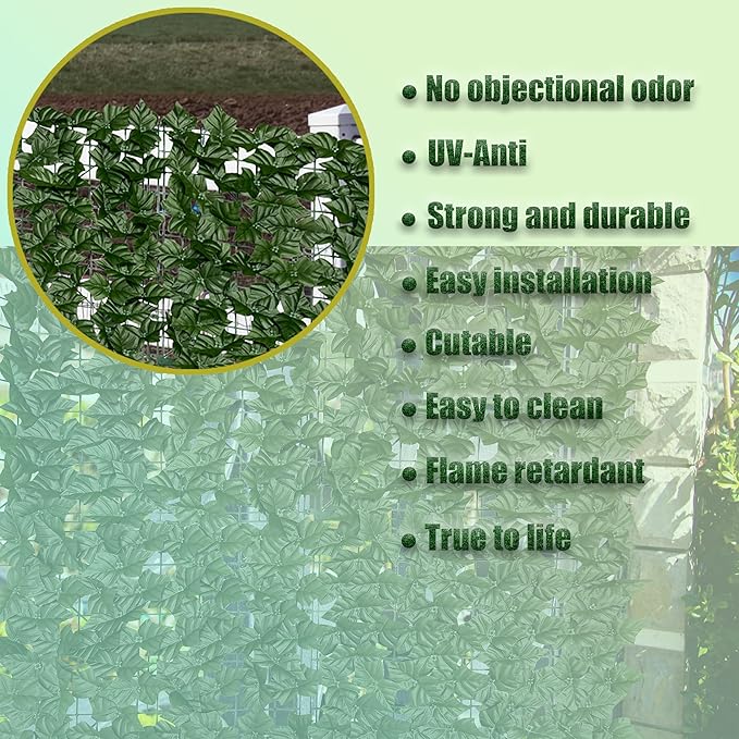 Artificial Ivy Privacy Fence Screen, 128 "x 48" Anti-Ultraviolet Artificial