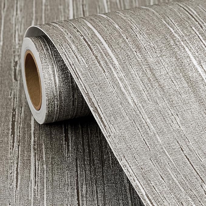 FunStick 16"x240" Vintage Textured Brown Taupe Wallpaper Peel and Stick