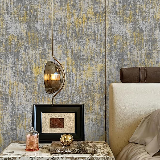 JiffDiff Vintage Metallic Peel and Stick Wallpaper Self Adhesive Industrial