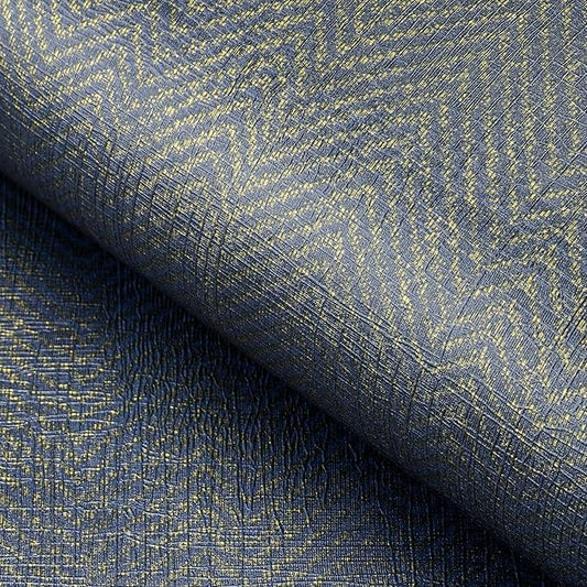 FunStick Gold Navy Blue Grasscloth Wallpaper Peel and Stick Wallpaper Textured