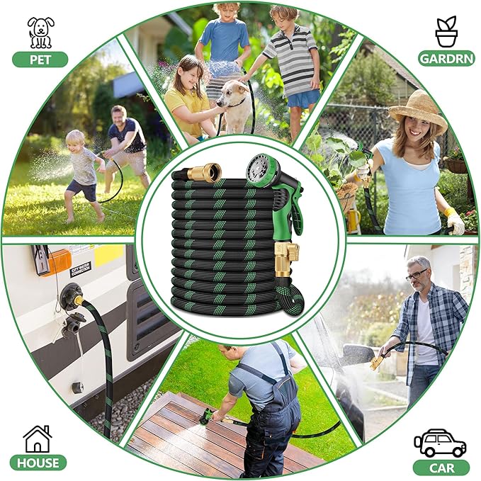 25 FT Non-Expanding Garden Hose, 2026 New Upgrated Non-Expandable Garden Water Hose - Ultra-Light & Flexible Burst-Resistant, Kink-Free Garden Hoses, All-Weather Use for Lawns, Gardens,Outdoor