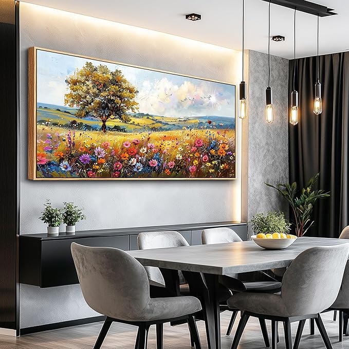 hyidecorart Large Framed Wall Art, Spring Landscape Wall Art, Nature Tree