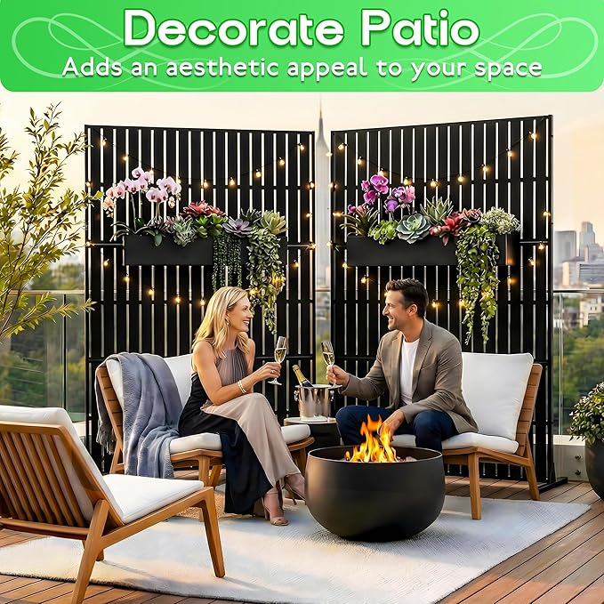 MTART Metal Privacy Screen 72" H x 47.2" Decorative Outdoor Privacy Screen