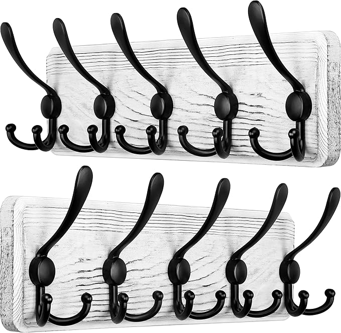 SKOLOO Rustic Wall Mounted Coat Rack, Wood Coat Rack Wall Mount