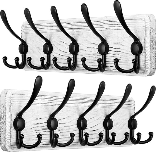 SKOLOO Rustic Wall Mounted Coat Rack, Wood Coat Rack Wall Mount