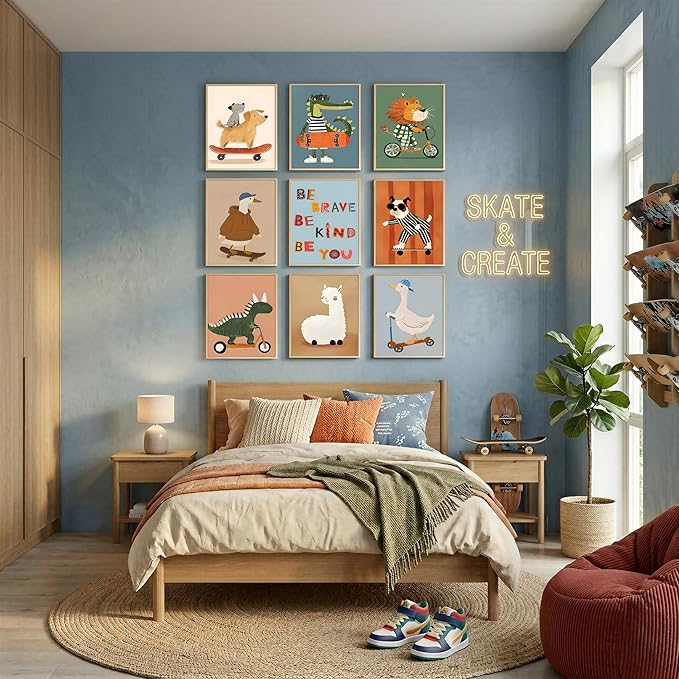 tgguytiy Kids Room Wall Art Set of 9 Cute Cartoon Animal Canvas Prints Nursery