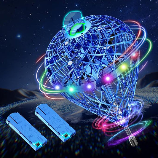 Bouncing Fly Ball, Magic Hover Spinner with Dazzling Lights, Floating Cosmic Globe Party Toy, Christmas Birthday Gift for 6 7 8 9 10+ Year Old Boys Girls (Blue)