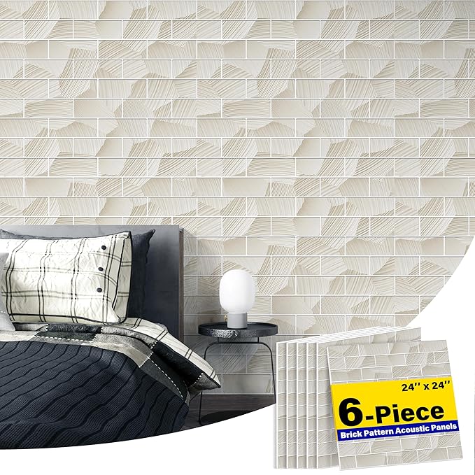 6-Pack Acoustic Wall Panels Sound Absorbing Panels, 6-Piece 24" X 24"