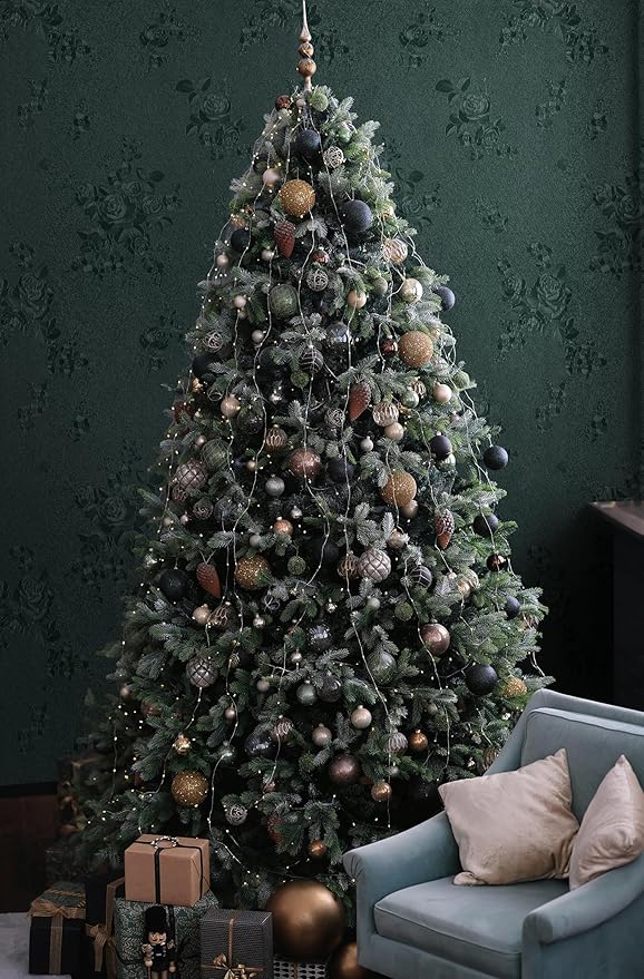 Erfoni 118"x17.7" Dark Green Wallpaper Thicken Floral Embossed Contact Paper