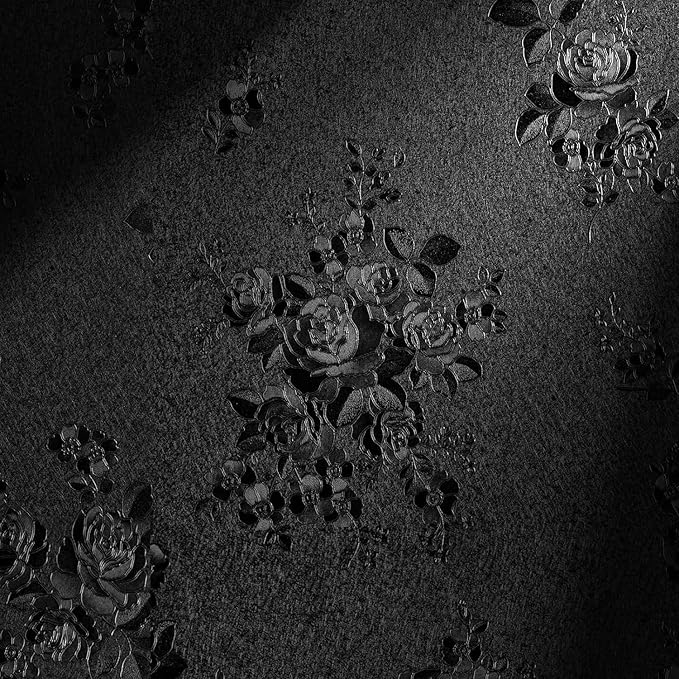 Erfoni Black Peel and Stick Wallpaper Black Floral Embossed Contact Paper