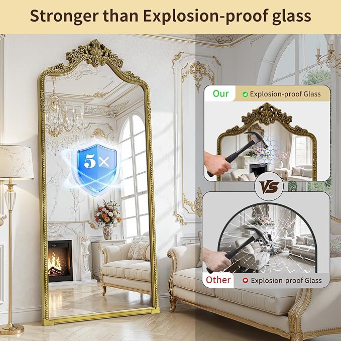 71"x32"Arched Full Length Floor Mirror, Full Body Mirrors