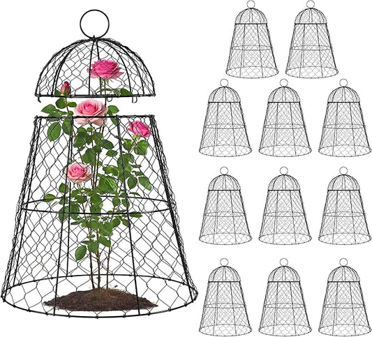 FRUITEAM 12Pcs Wire Plant Covers, 13Ã15.74in Large Plant Protectors from Animals, Chicken Wire Cloche Plant Cages for Outdoor Plants, Vegetables