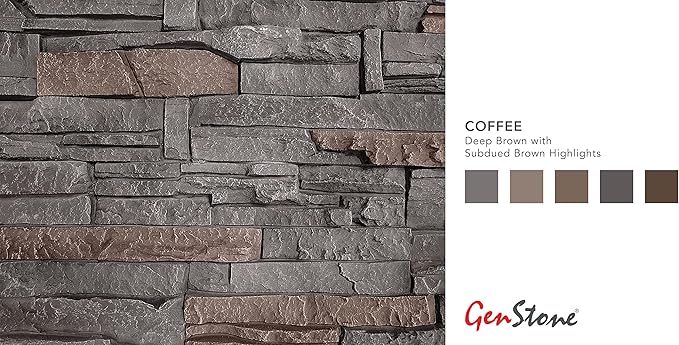 GenStone Faux Stacked Stone Panel 41" x 11.25" in Coffee Color