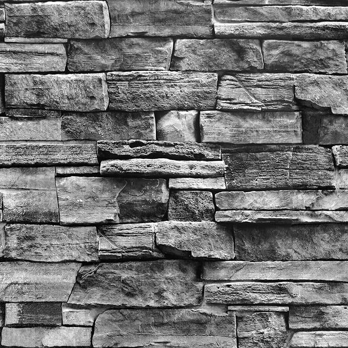 Jeweluck Grey Brick Wallpaper Peel and Stick Wallpaper 17.7”×393.7” Faux Stone