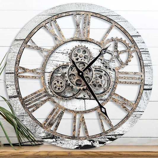 The B-Style Large Wall Clock 24 inch Moving Gear Wall Clock Oversized Vintage