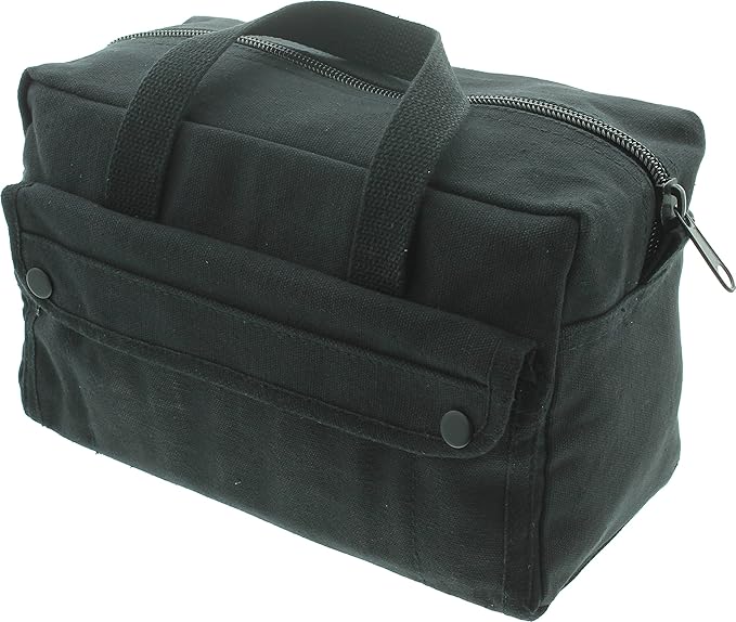 ARMYU Heavy Duty Small Tool Bag Tactical Cotton Canvas Mechanics Bag, 11" x 7" x 6", Black