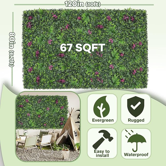 Greenery Grass Wall Boxwood Plant Roll: 80"x120"