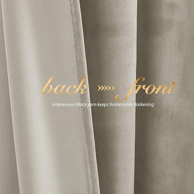NICETOWN Camel Velvet Curtains 72 Inch Long 52 Wide, Room Darkening Temp