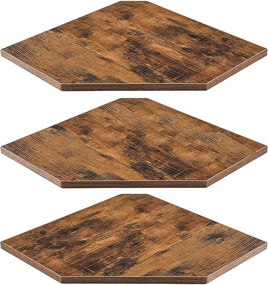 SUYU Set of 3 Floating Corner Shelves, 11.8" Rustic Wood Corner Shelf Wall
