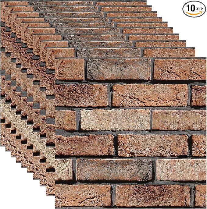 3D Wall Panels Peel and Stick, 10 Pack 3D Waterproof Self-Adhesive Wallpaper