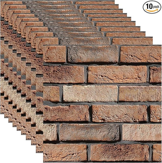 3D Wall Panels Peel and Stick, 10 Pack 3D Waterproof Self-Adhesive Wallpaper